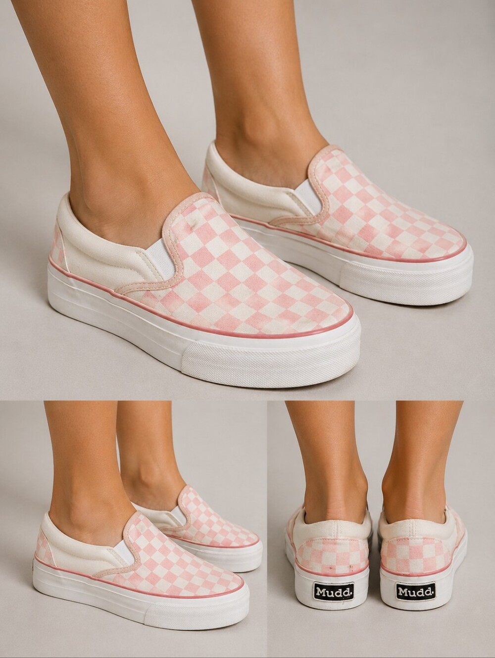 Mudd Pink and White Checker Slip-On
